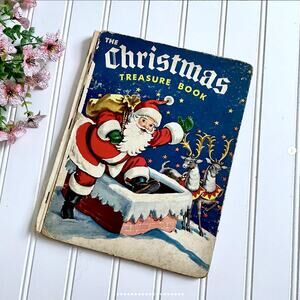 Vintage 1950 SHABBY Christmas Treasure Book Santa Pop Up Children’s Well-Loved
